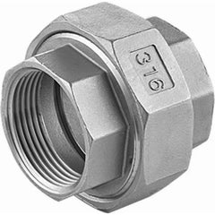 Guardian Worldwide - Stainless Steel Pipe Fittings; Type: Union ; Fitting Size: 1-1/2 ; End Connections: FNPT x FNPT ; Material Grade: 316 ; Pressure Rating (psi): 150 ; Length (Inch): 2.24 - Exact Tooling