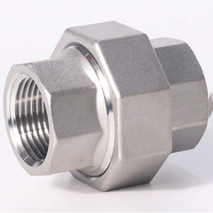 Guardian Worldwide - Stainless Steel Pipe Fittings; Type: Union ; Fitting Size: 4 ; End Connections: FNPT x FNPT ; Material Grade: 304 ; Pressure Rating (psi): 150 ; Length (Inch): 3.39 - Exact Tooling