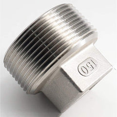Guardian Worldwide - Stainless Steel Pipe Fittings; Type: Square Head Plug ; Fitting Size: 4 ; End Connections: MNPT ; Material Grade: 304 ; Pressure Rating (psi): 150 ; Length (Inch): 2.36 - Exact Tooling