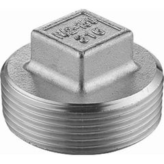 Guardian Worldwide - Stainless Steel Pipe Fittings; Type: Square Head Plug ; Fitting Size: 4 ; End Connections: MNPT ; Material Grade: 316 ; Pressure Rating (psi): 150 ; Length (Inch): 2.36 - Exact Tooling