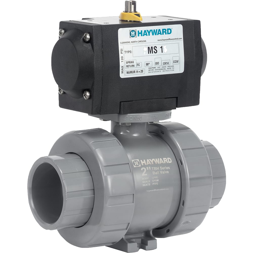 Hayward - Actuated Ball Valves; Actuator Type: Pneumatic Spring Return w/Solenoid ; Pipe Size: 2 (Inch); Material: CPVC ; Seal Material: FPM ; Number of Pieces: 2.000 ; End Connections: Socket; Threaded - Exact Tooling
