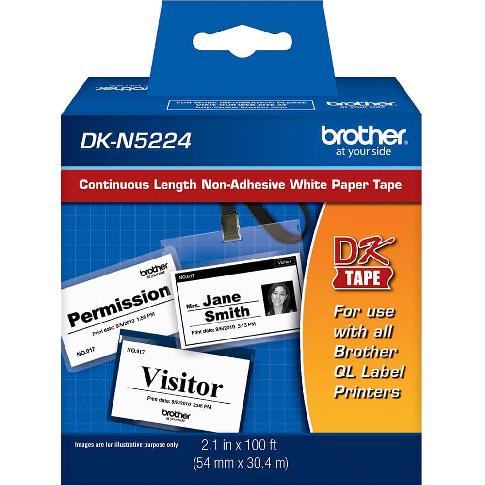 Brother - Labels, Ribbons & Tapes; Type: Label Tape ; Color: Black on White ; For Use With: Brother QL-1050; QL-1060N; QL-1100; QL-1110NWB; QL-500; QL-700; QL-710W; QL-720NW; QL-800; QL-810W; QL-820NWB; QL-1050N; QL-550; QL-570; QL-570VM; QL-580N; QL-650 - Exact Tooling