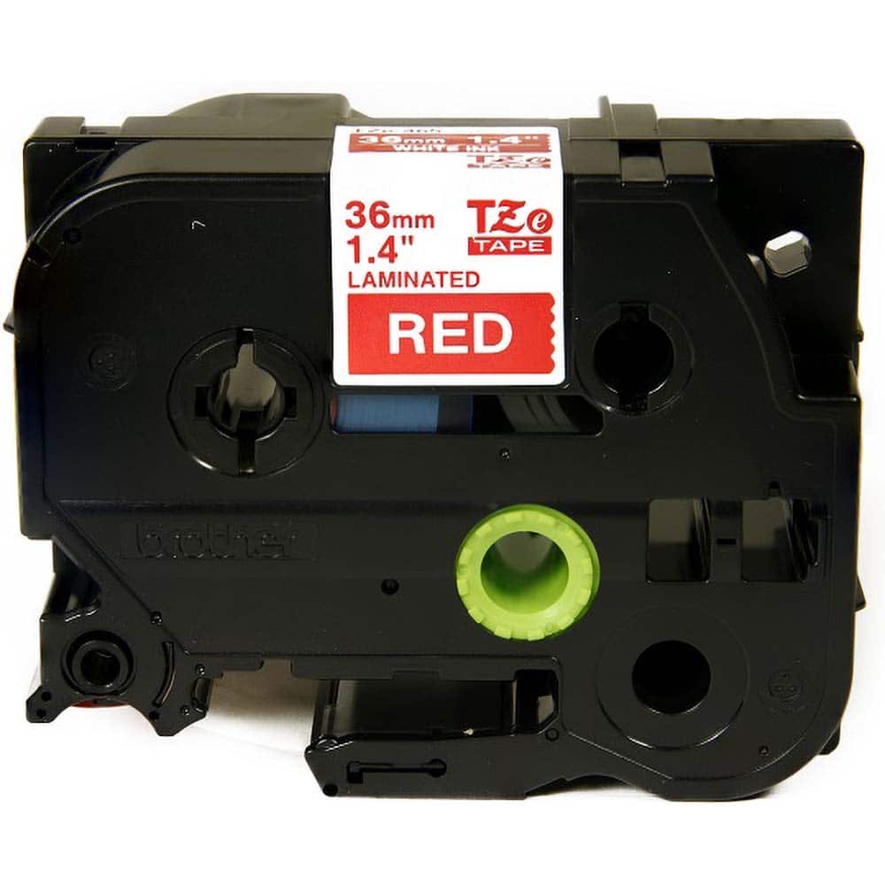 Brother - Labels, Ribbons & Tapes; Type: Label Tape ; Color: White on Red ; For Use With: PT-3600; PT-530; PT-550; PT-9200DX; PT-9200PC; PT-9400; PT-9500PC; PT-9600; PT-9700PC; PT-9800PCN; PT-E800W; PT-P900; PT-P900W; PT-P950NW P-Touch Label Makers ; Wid - Exact Tooling