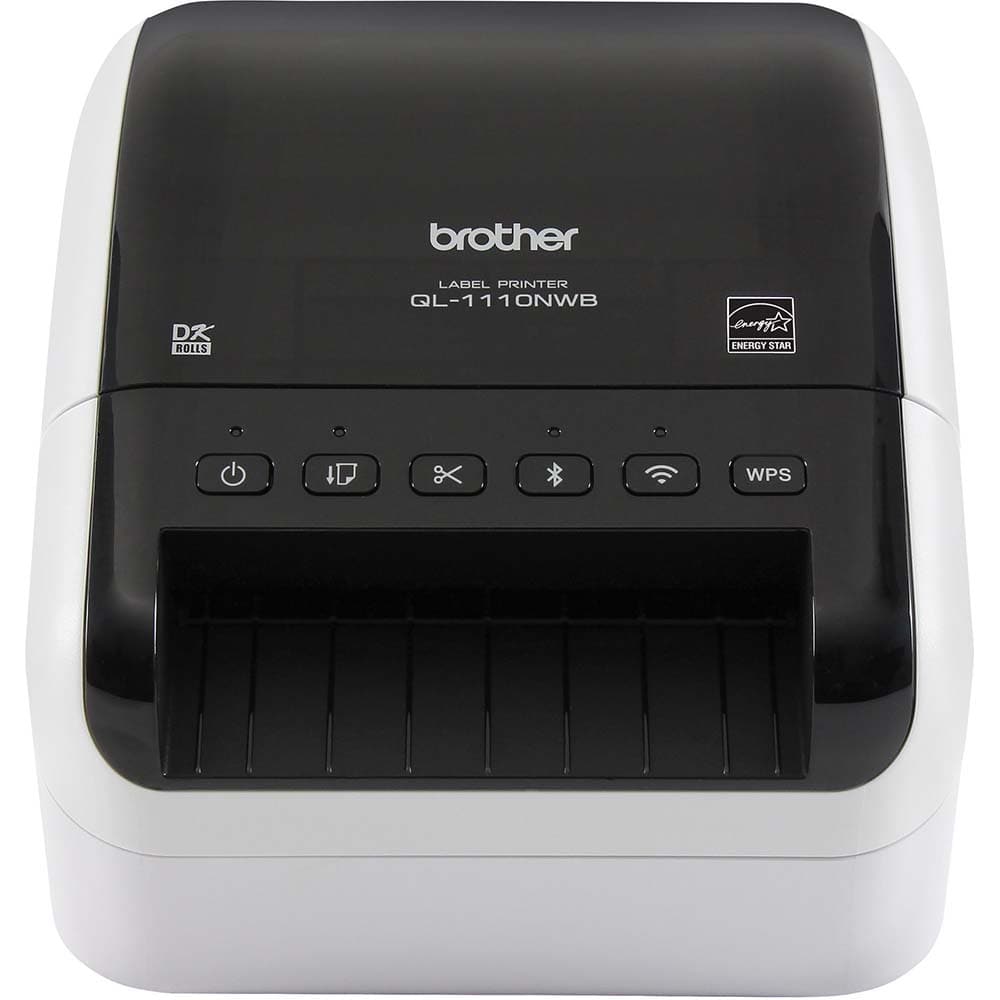 Brother - Electronic Label Makers; Type: Label Printer ; Power Source: 110-120V AC 50-60Hz ; Resolution: 300 x 300 ; Contents: Software; USB Cable; AC Adapter; Quick Setup Guide; Documentation; Starter Rolls - (41) Die-Cut Large Shipping Labels (DK-1247) - Exact Tooling