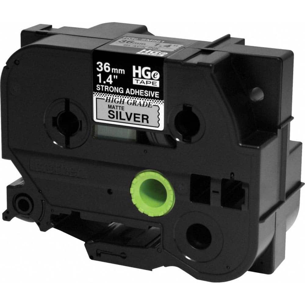 Brother - Labels, Ribbons & Tapes; Type: Label Tape ; Color: Black on Matte Silver ; For Use With: PT-9700PC; PT-9800PCN; PT-E800W; PT-P900; PT-P900W; PT-P950NW P-Touch Label Makers ; Width (mm): 36.00 ; Length (Feet): 26.2 ; Material: Polyester - Exact Tooling