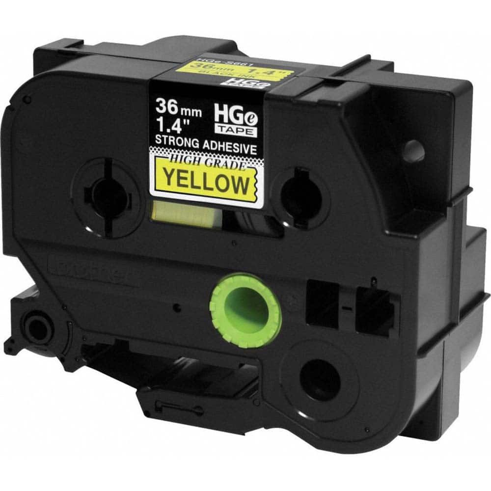 Brother - Labels, Ribbons & Tapes; Type: Label Tape ; Color: Black on Yellow ; For Use With: PT-9700PC; PT-9800PCN; PT-E800W; PT-P900; PT-P900W; PT-P950NW P-Touch Label Makers ; Width (mm): 36.00 ; Length (Feet): 26.2 ; Material: Polyester - Exact Tooling