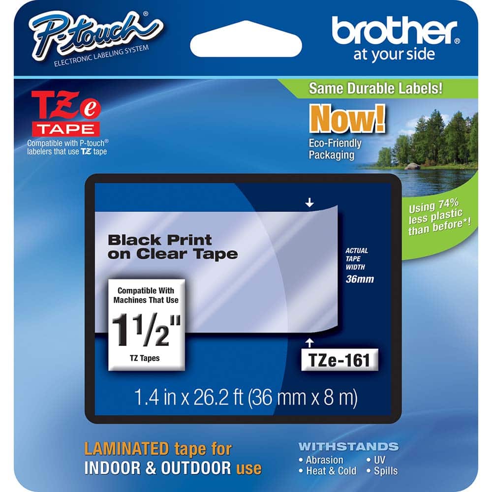 Brother - Labels, Ribbons & Tapes; Type: Label Tape ; Color: Black on Clear ; For Use With: PT-3600; PT-530; PT-550; PT-9200DX; PT-9200PC; PT-9400; PT-9500PC; PT-9600; PT-9700PC; PT-9800PCN; PT-D800W; PT-E800W; PT-P900; PT-P900W; PT-P950NW P-Touch Label - Exact Tooling