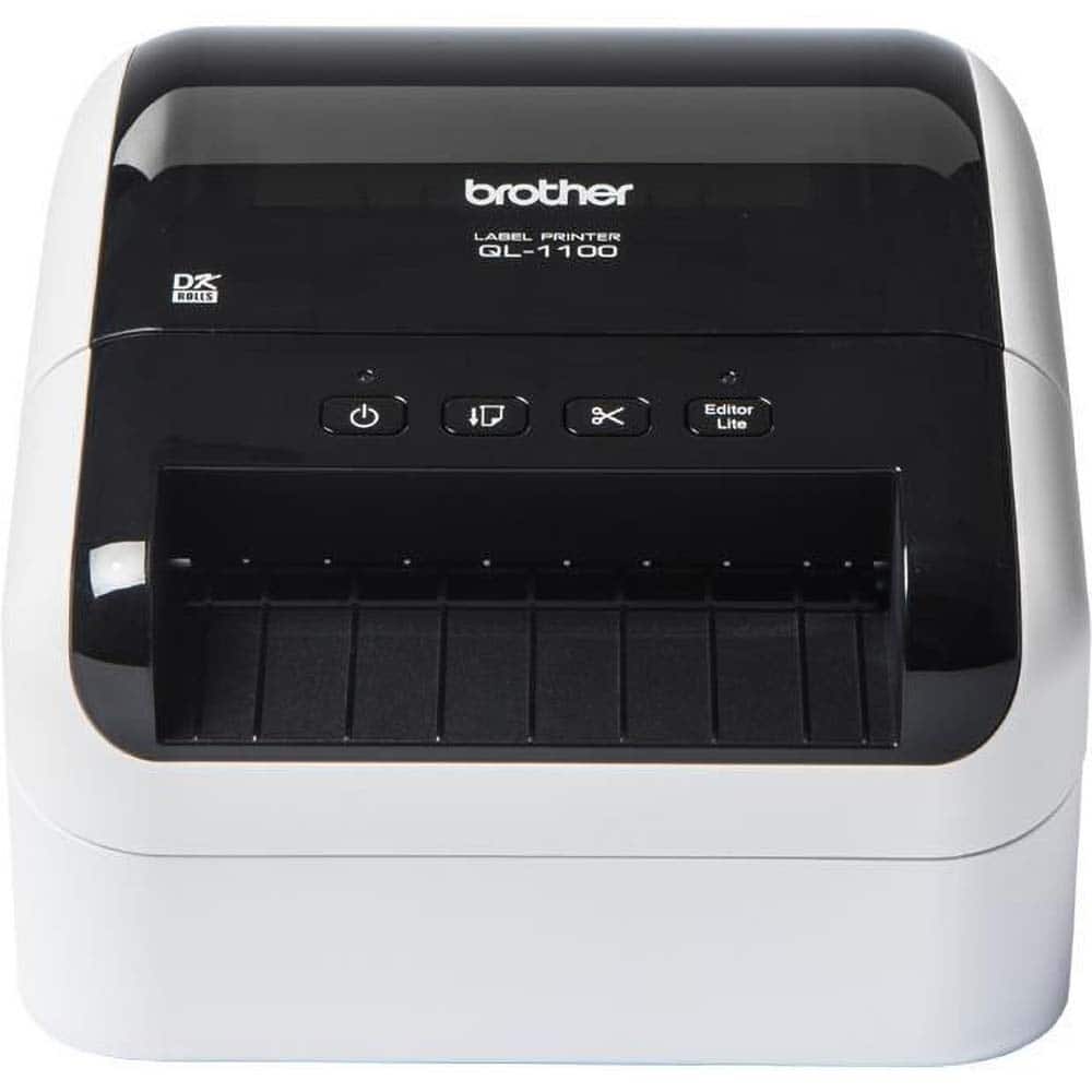 Brother - Electronic Label Makers; Type: Label Printer ; Power Source: 120V AC 60Hz ; Resolution: 300 x 300 ; Contents: Software; USB Cable; AC Adapter; Quick Setup Guide; Documentation; Starter Rolls - (41) Die-Cut Large Shipping Labels (DK-1247); 2.4 i - Exact Tooling