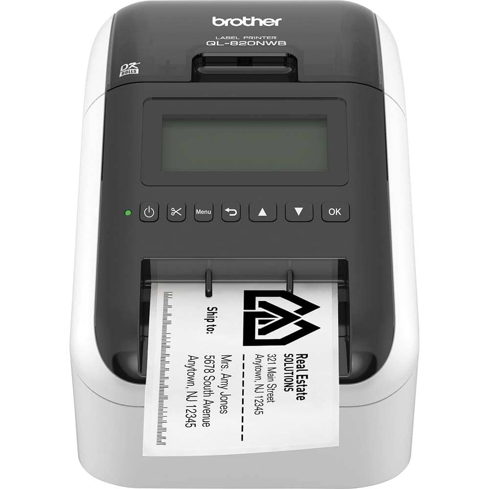Brother - Electronic Label Makers; Type: Label Printer ; Power Source: 100-240V 50-60Hz 1.5A; Li-Ion Battery ; Resolution: 300 x 600 ; Contents: Software; USB Cable; AC Adapter; Quick Setup Guide; Documentation; Starter Rolls - (100) Die-Cut Standard Add - Exact Tooling