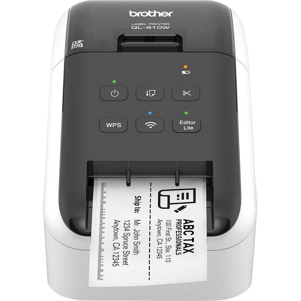 Brother - Electronic Label Makers; Type: Label Printer ; Power Source: 100-240V 50-60Hz 1.5A; Li-Ion Battery ; Resolution: 300 x 600 ; Contents: Software; USB Cable; AC Adapter; Quick Setup Guide; Documentation; Starter Rolls - (100) Die-Cut Standard Add - Exact Tooling