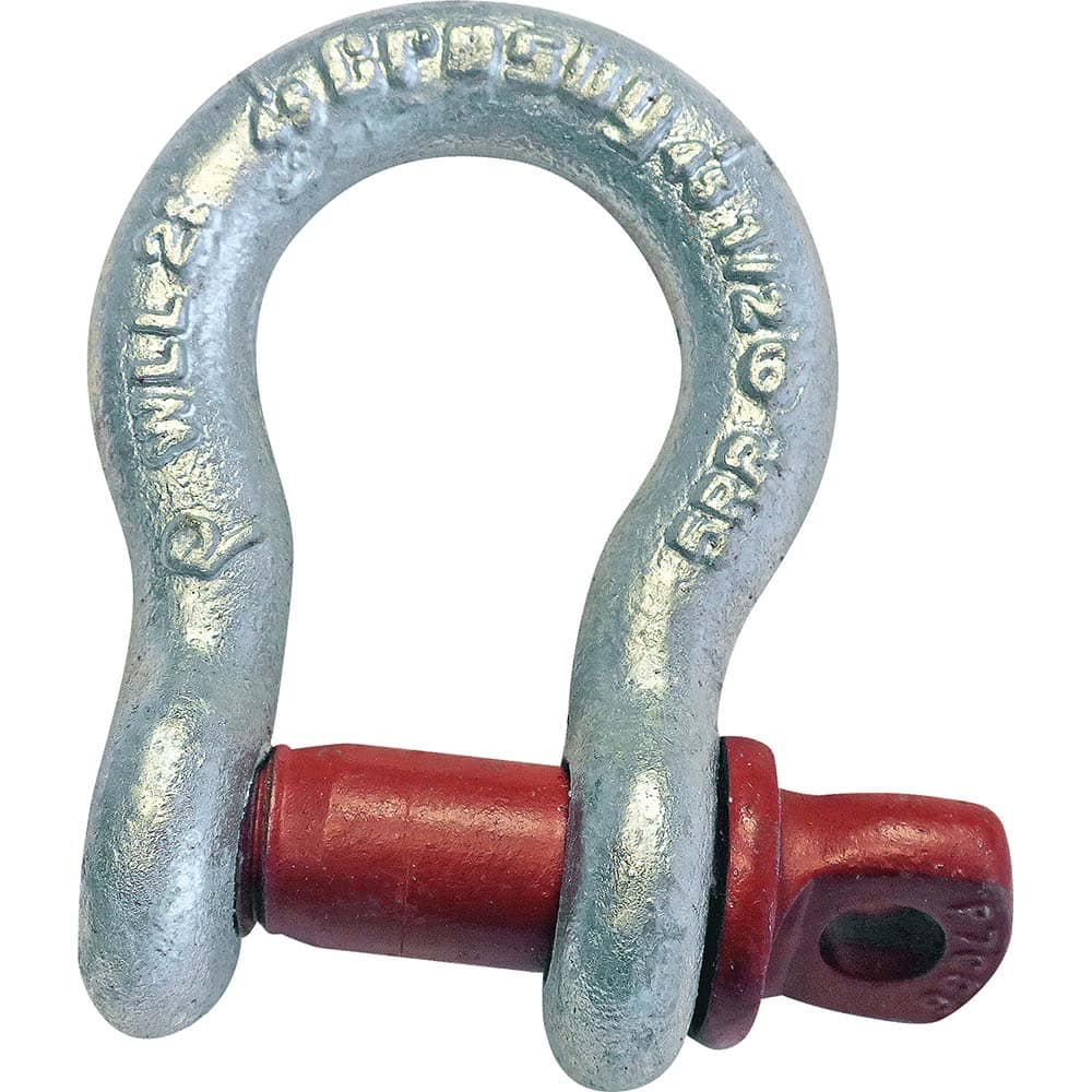 Crosby - Shackles; Nominal Chain Size: 1-1/8 ; Load Limit (Ton): 9.50 ; Pin Type: Bolt ; Material: Carbon Steel - Exact Tooling
