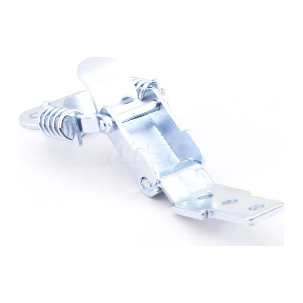 Latches; Type: Spring Loaded Compression Draw Latch; Length (Inch): 3-3/16; Width (mm): 48.00; Height (mm): 16.0000; Finish/Coating: Yellow Zinc Chromate; Distance Between Mounting Hole Centers: 25; Minimum Order Quantity: Steel; Material: Steel; Descript