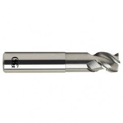 1/2 Dia. x 3 Overall Length 3-Flute .030 C/R Solid Carbide SE End Mill-Round Shank-Center Cutting-Uncoated - Exact Tooling