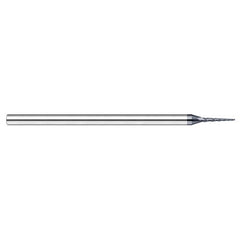Miniature End Mills - Tapered Rib Cutters - 0.0600″ Cutter Diameter × 0.3120″ (5/16″) Length of Cut × 15° per side Carbide Tapered Square End Mill, 3 Flutes, AlTiN Nano Coated - Exact Tooling