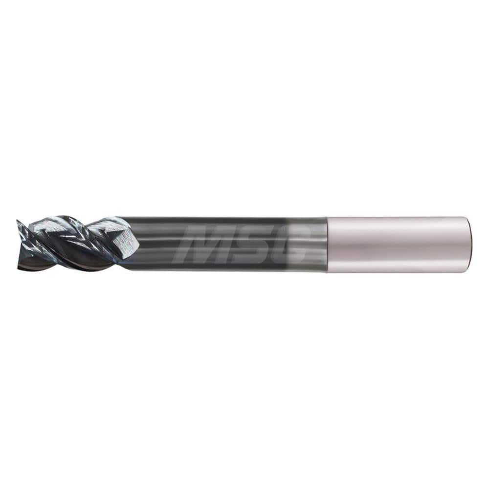 Corner Radius End Mill: 5/8″ Dia, 2-1/4″ LOC, 0.03″ Radius, 4 Flutes, Solid Carbide 5″ OAL, 5/8″ Shank Dia, 38 ° Helix, DLC Coated, Corner Radius End, Centercutting, Series Flash Solid