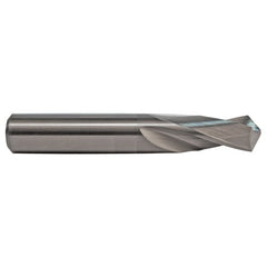 #20 Dia. × 0.161″ Shank × 3/4″ Flute Length × 2″ OAL, 3XD, 118°, Uncoated, 2 Flute, External Coolant, Round Solid Carbide Drill - Exact Tooling
