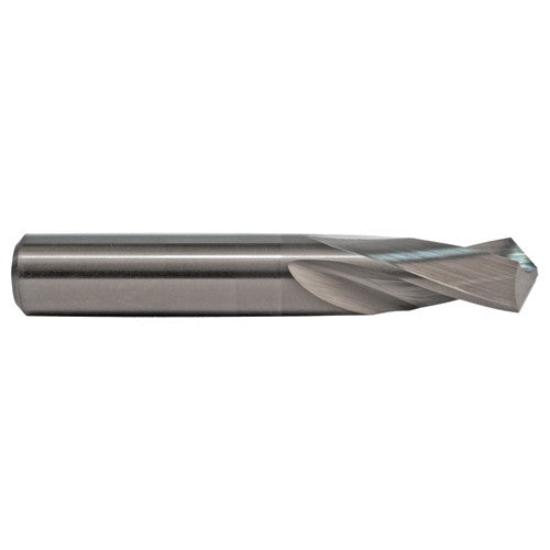 #23 Dia. × 0.154″ Shank × 5/8″ Flute Length × 2″ OAL, 3XD, 118°, Uncoated, 2 Flute, External Coolant, Round Solid Carbide Drill - Exact Tooling