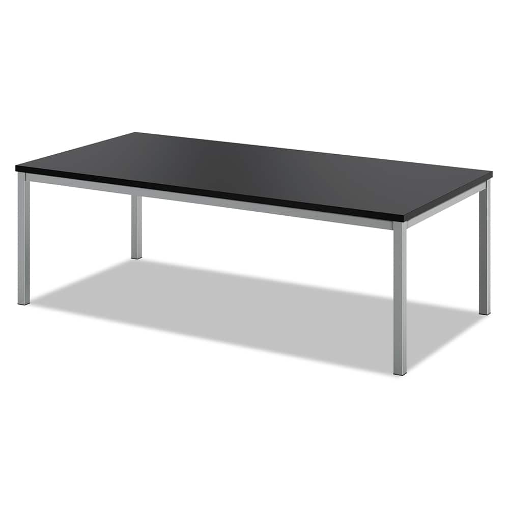 Basyx - Stationary Tables; Type: Breakroom ; Material: Melamine Top; Steel Base/Leg ; Color: Black Laminate; Silver Frame ; Height (Inch): 15-39/64 ; Length (Inch): 24 ; Width (Inch): 47-13/64 - Exact Tooling