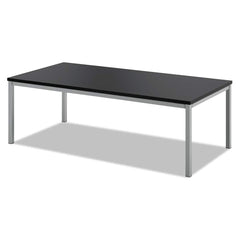 Basyx - Stationary Tables; Type: Breakroom ; Material: Melamine Top; Steel Base/Leg ; Color: Black Laminate; Silver Frame ; Height (Inch): 15-39/64 ; Length (Inch): 24 ; Width (Inch): 47-13/64 - Exact Tooling