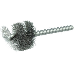 1-1/8″ Power Tube Brush, .008″ Stainless Steel Wire Fill, 1″ Brush Length - Exact Tooling