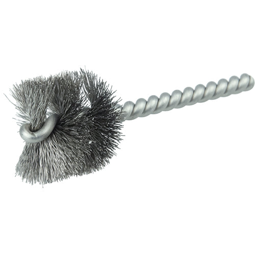 1-1/4″ Power Tube Brush, .008″ Stainless Steel Wire Fill, 1″ Brush Length - Exact Tooling
