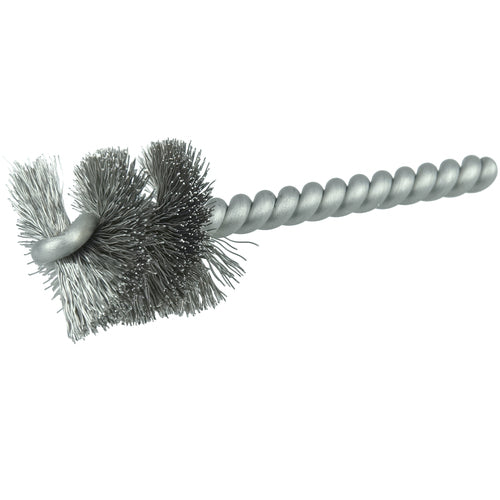 1″ Power Tube Brush, .005″ Stainless Steel Fill, 1″ Brush Length - Exact Tooling