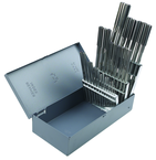 25 Piece-Range 1-13mm x 0.50mm-HSS-Bright Straight Shank/Straight Flute-Metal Index Chucking Reamers - Exact Tooling