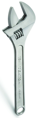 1-3/4'' Opening - 15'' OAL - Chrome Plated Adjustable Wrench - Exact Tooling