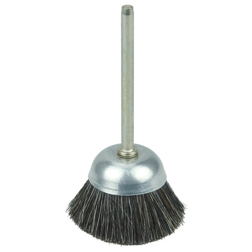 1″ Miniature Cup Brush, Soft Hair Fill, 1/8″ Stem - Exact Tooling