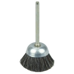 1″ Miniature Cup Brush, Soft Hair Fill, 1/8″ Stem - Exact Tooling