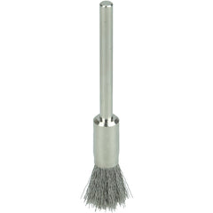 1/4″ Miniature Wire End Brush, .005″ Stainless Steel Fill, 1/8″ Stem - Exact Tooling