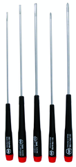 5 Piece - Precision Long Slotted & Phillips Screwdriver Set - #26192 - Includes: Slotted 2.5 - 4.0mm Phillips #0 - 1 - Exact Tooling