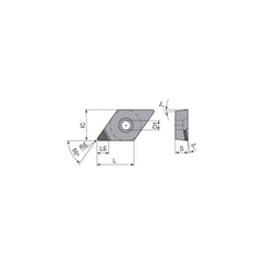 Turning Insert:  DCGT21.5.5FNA4 CTDPD20,  Polycrystalline Diamond Uncoated Finish,  Neutral,  1/4″ Inscribed Circle,  0.0079″ Corner Radius,  55.0 &deg N/A Diamond,  Series  DCGT