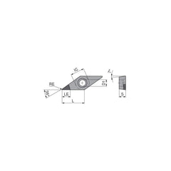Turning Insert:  VCGW332FN_A5 CTDPD20,  Polycrystalline Diamond Uncoated Finish,  Neutral,  0.0315″ Corner Radius,  35.0 &deg N/A Diamond,  Series  VCGW
