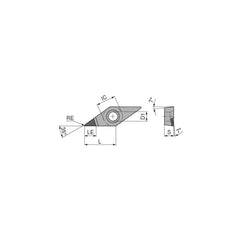 Turning Insert:  VCGT332FN_A5 CTDPD20,  Polycrystalline Diamond Uncoated Finish,  Neutral,  0.0315″ Corner Radius,  35.0 &deg N/A Diamond,  Series  VCGT