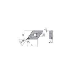 Turning Insert:  DCGW21.52FN_A3 CTDPD20,  Polycrystalline Diamond Uncoated Finish,  Neutral,  1/4″ Inscribed Circle,  0.0315″ Corner Radius,  55.0 &deg N/A Diamond,  Series  DCGW
