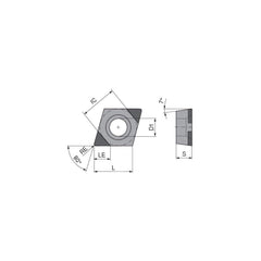 Turning Insert:  CCGW2155SN016DB3,  Polycrystalline Cubic Boron Nitride Uncoated Finish,  Neutral,  1/4″ Inscribed Circle,  0.0079″ Corner Radius,  80.0 &deg N/A Diamond,  Series  CCGW