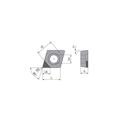 Turning Insert:  CCGW21.5.5FNA3 CTDPD20,  Polycrystalline Diamond Uncoated Finish,  Neutral,  1/4″ Inscribed Circle,  0.0079″ Corner Radius,  80.0 &deg N/A Diamond,  Series  CCGW