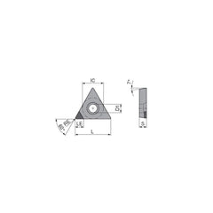 Turning Insert:  TCGW21.51FN_A3 CTDPS30,  Polycrystalline Diamond Uncoated Finish,  Neutral,  1/4″ Inscribed Circle,  0.0157″ Corner Radius,  60.0 &deg N/A Triangle,  Series  TCGW