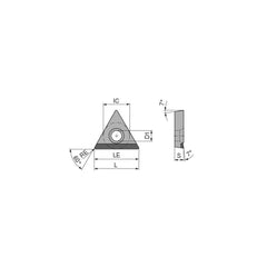Turning Insert:  TCGT18152FNA3 CTDPD20,  Polycrystalline Diamond Uncoated Finish,  Neutral,  0.0315″ Corner Radius,  60.0 &deg N/A Triangle,  Series  TCGT