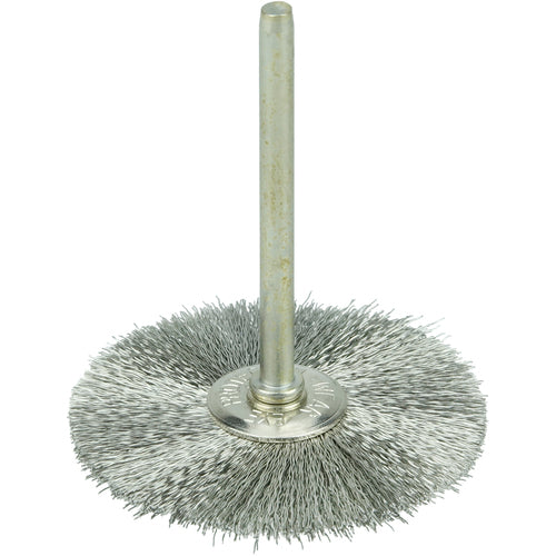 1-1/2″ Miniature Wire Wheel, .005″ Stainless Steel Fill, 1/8″ Stem - Exact Tooling