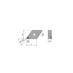 Turning Insert:  DNGA442TN012DA3,  Polycrystalline Cubic Boron Nitride TiCN Finish,  Neutral,  1/2″ Inscribed Circle,  0.0315″ Corner Radius,  55.0 &deg N/A Diamond,  Series  DNGA