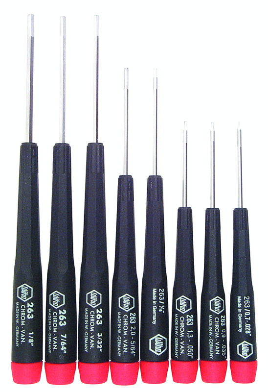 8 Piece - .028 - 1/8" - Precision Hex Screwdriver Inch Set - Exact Tooling