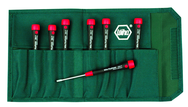 7 Piece - 1/16 - 5/32" - Pico Finish Precision Ball End Hex Inch Screwdriver Set in Canvas Pouch - Exact Tooling