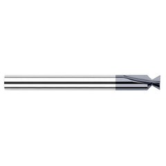 Dovetail Cutters - 0.1562″ (5/32″) Cutter Diameter × 0.0100″Radius × 90° included Carbide Dovetail Cutter, 2 Flutes, AlTiN Coated - Exact Tooling