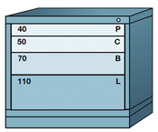 Desk-Standard Cabinet - 4 Drawers - 30 x 28-1/4 x 26-7/8" - Single Drawer Access - Exact Tooling