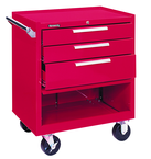 3-Drawer Roller Cabinet w/ball bearing Dwr slides - 35'' x 18'' x 27'' Red - Exact Tooling