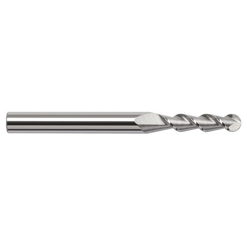 ‎1/8″ Dia. × 1/8″ Shank × 1/2″ DOC × 1-1/2″ OAL, Carbide Uncoated, 2 Flute, Ballnose End Mill - Exact Tooling
