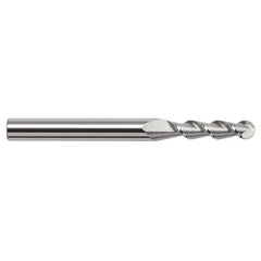 ‎1/8″ Dia. × 1/8″ Shank × 1/2″ DOC × 1-1/2″ OAL, Carbide Uncoated, 2 Flute, Ballnose End Mill - Exact Tooling