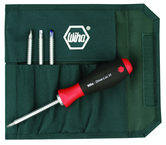 5 Piece - Drive-Loc VI Interchangeable Set - #28194 - Includes: Square # 1 # 2; Slotted 3.5 x 4.5; 5.5 x 6.5; Phillips #1 #2 - Canvas Pouch - Exact Tooling